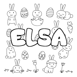 Coloriage ELSA - d&eacute;cor Paques