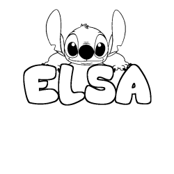 Coloriage prénom ELSA - décor Stitch
