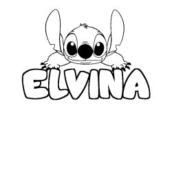 Coloriage prénom ELVINA - décor Stitch