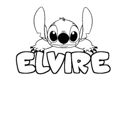 Coloriage prénom ELVIRE - décor Stitch