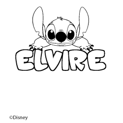 Coloriage pr&eacute;nom ELVIRE - d&eacute;cor Stitch