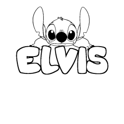 Coloriage prénom ELVIS - décor Stitch