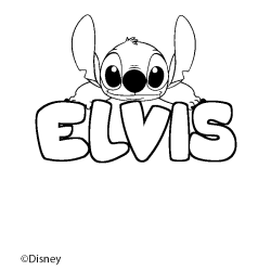 Coloriage pr&eacute;nom ELVIS - d&eacute;cor Stitch