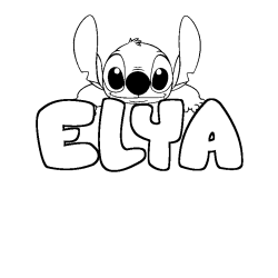 Coloriage prénom ELYA - décor Stitch