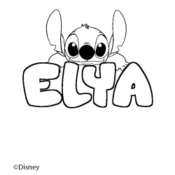 Coloriage pr&eacute;nom ELYA - d&eacute;cor Stitch