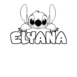Coloriage prénom ELYANA - décor Stitch