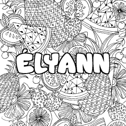 Coloriage prénom ÉLYANN - décor Mandala fruits