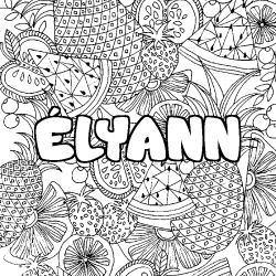 Coloriage pr&eacute;nom &Eacute;LYANN - d&eacute;cor Mandala fruits