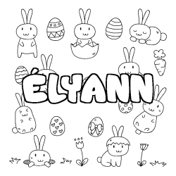 Coloriage pr&eacute;nom &Eacute;LYANN - d&eacute;cor Paques