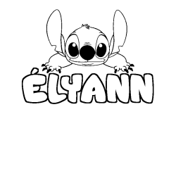Coloriage prénom ÉLYANN - décor Stitch