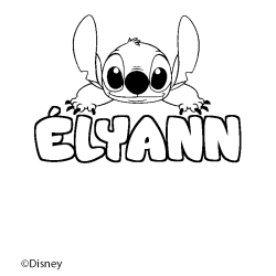 Coloriage pr&eacute;nom &Eacute;LYANN - d&eacute;cor Stitch