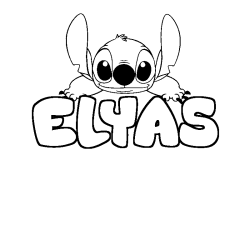 Coloriage prénom ELYAS - décor Stitch