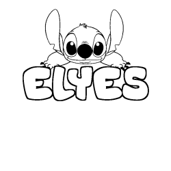Coloriage prénom ELYES - décor Stitch