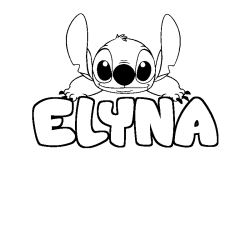 Coloriage prénom ELYNA - décor Stitch