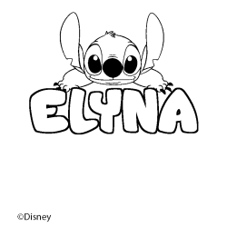 Coloriage pr&eacute;nom ELYNA - d&eacute;cor Stitch