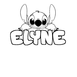 Coloriage prénom ELYNE - décor Stitch