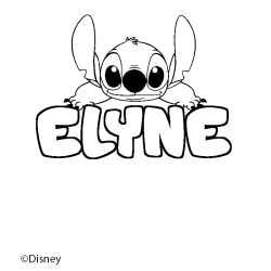 Coloriage pr&eacute;nom ELYNE - d&eacute;cor Stitch
