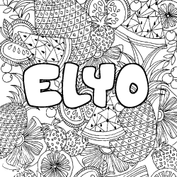 Coloriage prénom ELYO - décor Mandala fruits
