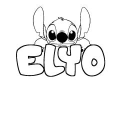 Coloriage prénom ELYO - décor Stitch