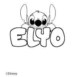 Coloriage pr&eacute;nom ELYO - d&eacute;cor Stitch