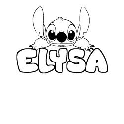 Coloriage prénom ELYSA - décor Stitch