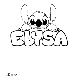 Coloriage pr&eacute;nom ELYSA - d&eacute;cor Stitch