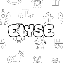 Coloriage prénom ELYSE - décor Jouets