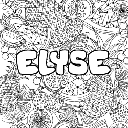 Coloriage prénom ELYSE - décor Mandala fruits