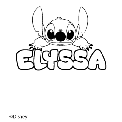 Coloriage pr&eacute;nom ELYSSA - d&eacute;cor Stitch