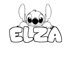 Coloriage prénom ELZA - décor Stitch