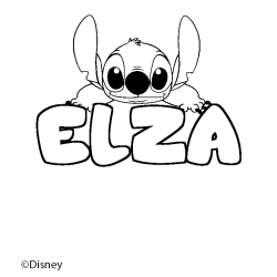 Coloriage pr&eacute;nom ELZA - d&eacute;cor Stitch