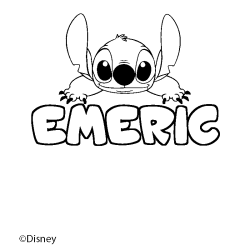 Coloriage pr&eacute;nom EMERIC - d&eacute;cor Stitch