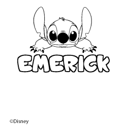 Coloriage pr&eacute;nom EMERICK - d&eacute;cor Stitch