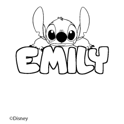 Coloriage pr&eacute;nom EMILY - d&eacute;cor Stitch