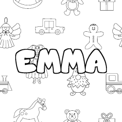 Coloriage EMMA - d&eacute;cor Jouets