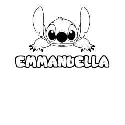 Coloriage prénom EMMANUELLA - décor Stitch