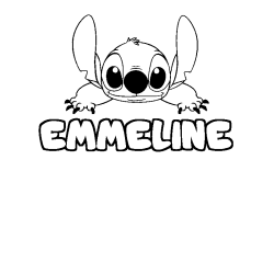 Coloriage prénom EMMELINE - décor Stitch