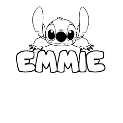 Coloriage prénom EMMIE - décor Stitch