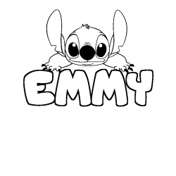 Coloriage prénom EMMY - décor Stitch