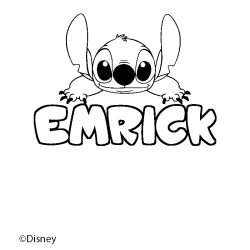 Coloriage pr&eacute;nom EMRICK - d&eacute;cor Stitch