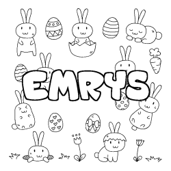 Coloriage pr&eacute;nom EMRYS - d&eacute;cor Paques