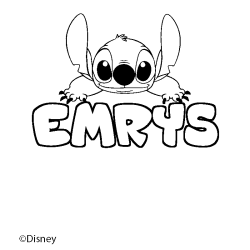 Coloriage pr&eacute;nom EMRYS - d&eacute;cor Stitch