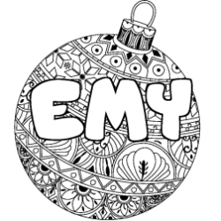 Coloriage prénom EMY - décor Boule de Noël