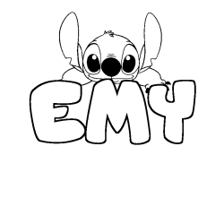 Coloriage prénom EMY - décor Stitch