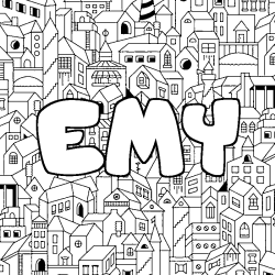 Coloriage EMY - d&eacute;cor Ville