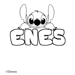 Coloriage pr&eacute;nom ENES - d&eacute;cor Stitch
