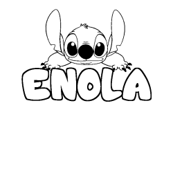 Coloriage prénom ENOLA - décor Stitch
