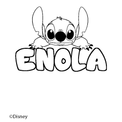 Coloriage pr&eacute;nom ENOLA - d&eacute;cor Stitch
