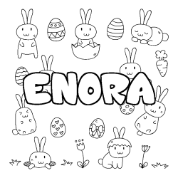 Coloriage prénom ENORA - décor Paques