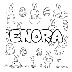 Coloriage pr&eacute;nom ENORA - d&eacute;cor Paques